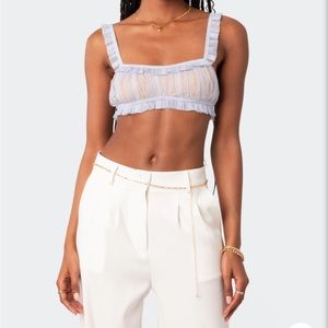 EDIKTED GABI RUFFLE SHEER LACE BRALETTE